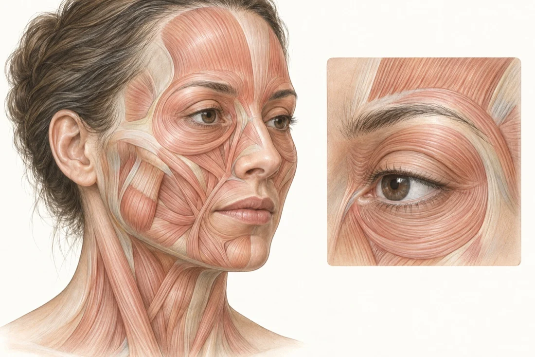 Ilustrasi edukasi bedah kelopak mata untuk blepharoplasty kelopak atas